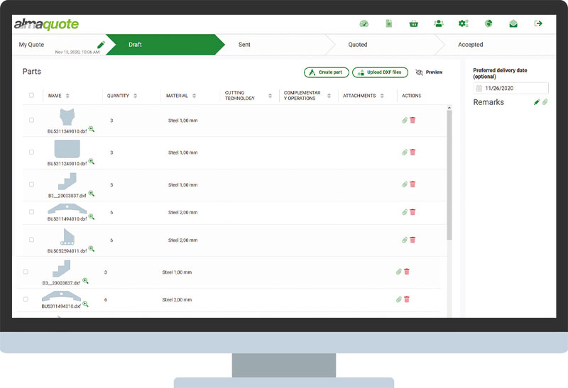 Webquote, application